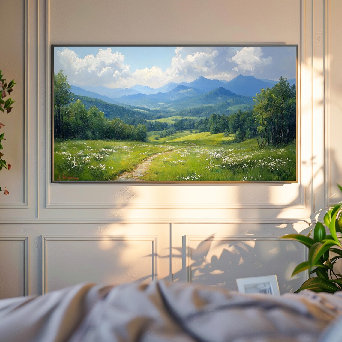 Summer Meadow Wildflower Path Green Hills Mountain View Scenic Poster - Image 6
