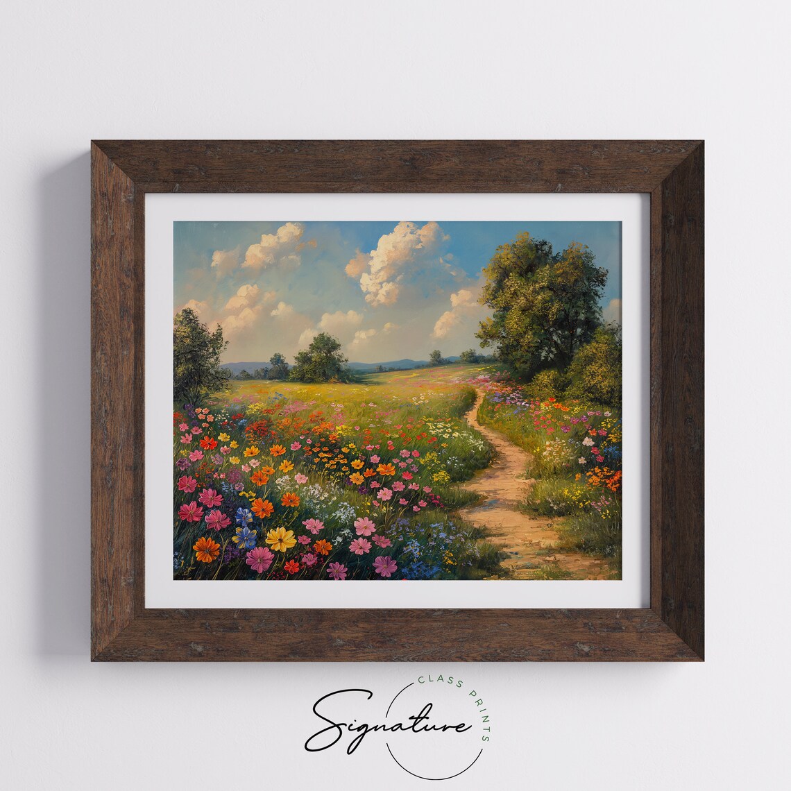 Wildflower Field Painting Country Path Art Print - Image 5