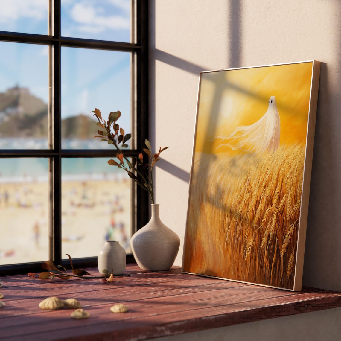 Glowing Ghost Wheat Field Golden Sunset Harvest Twilight Poster - Image 5