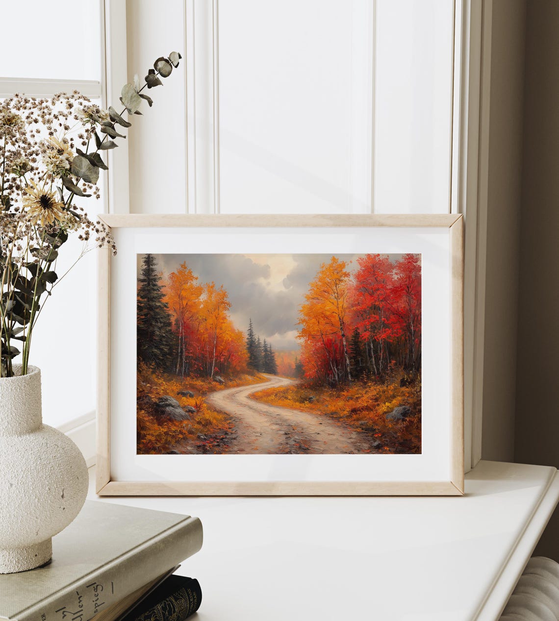 Winding Dirt Road Autumn Forest Fall Foliage Landscape Wall Art - Image 6