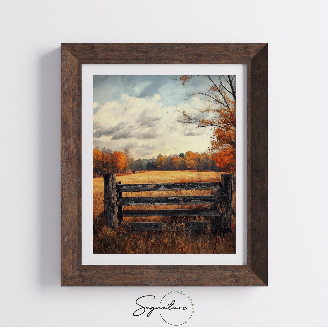 Weathered Wooden Gate Overlooking Golden Autumn Field Poster - Image 4