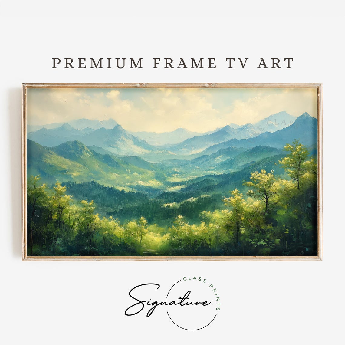 Blue Mountain Ridges Fading Into Mist Peaceful Frame TV Wall Art