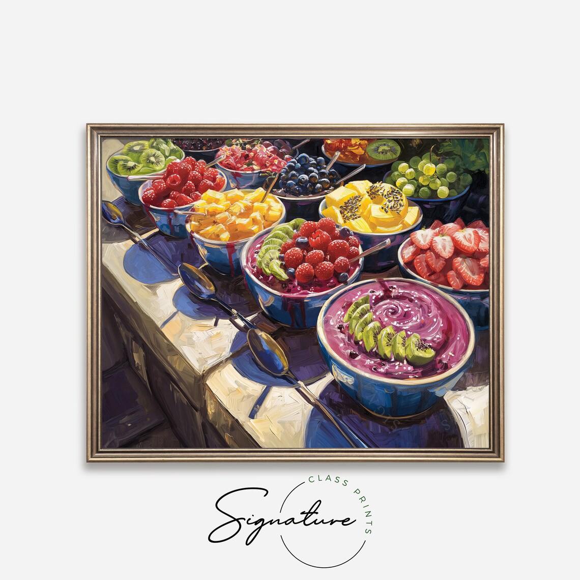 Colorful Acai Bowls Fresh Berries Kiwi Sunny Breakfast Table Art Poster - Image 4