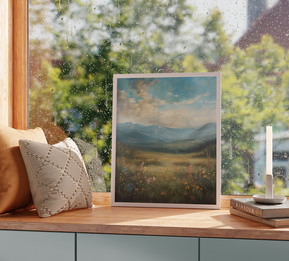 Alpine Meadow Wildflowers Mountain Valley Summer Landscape Poster - Image 2