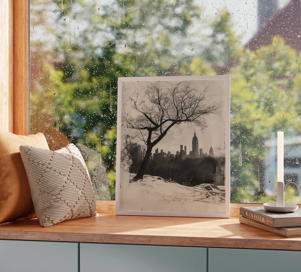 Central Park Winter Snow Monochrome New York Cityscape Poster - Image 2