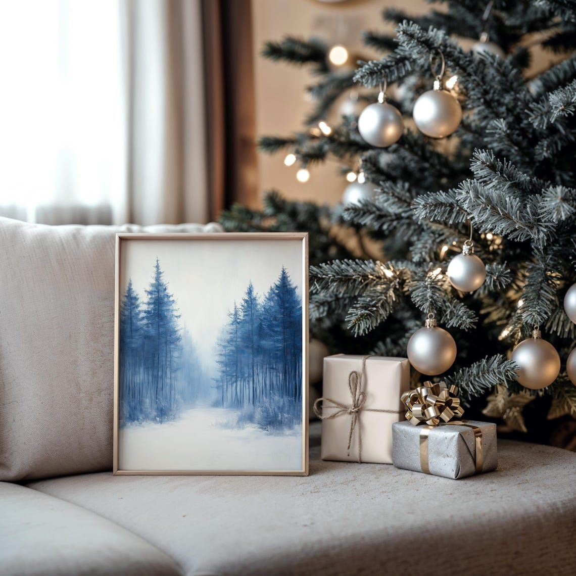 Snow Covered Pine Forest from Above Winter Aerial Landscape Poster - Image 5