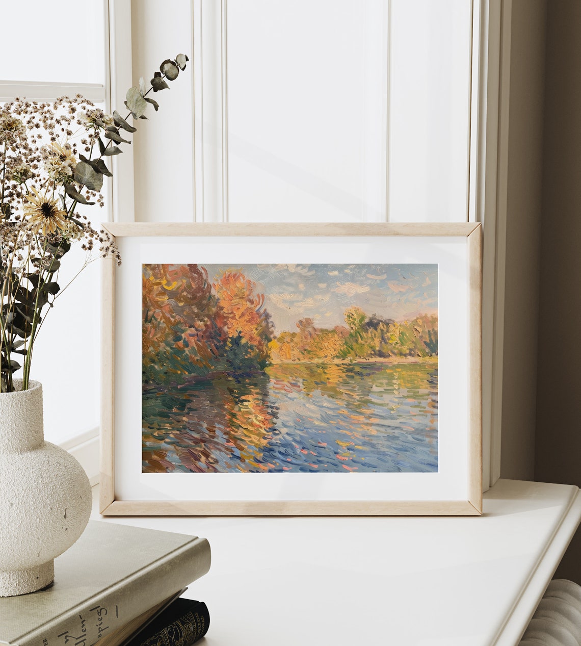 Scenic Autumn River With Golden Trees Calm Reflective Water Poster - Image 6