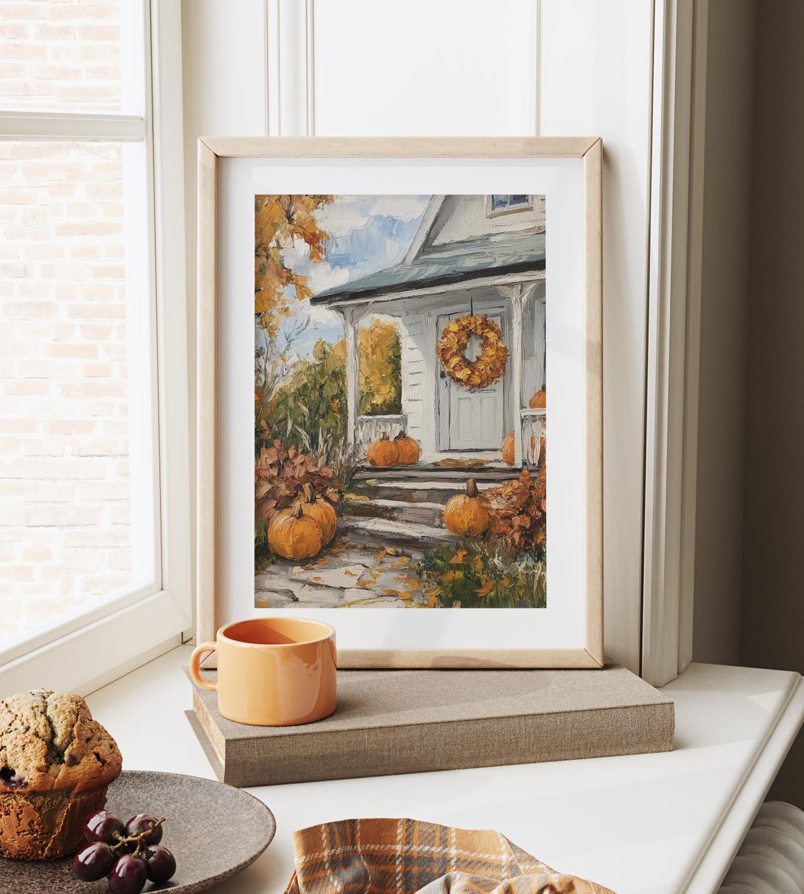 Rustic Cottage Porch With Pumpkins And Wreath Fall Harvest Poster - Image 6