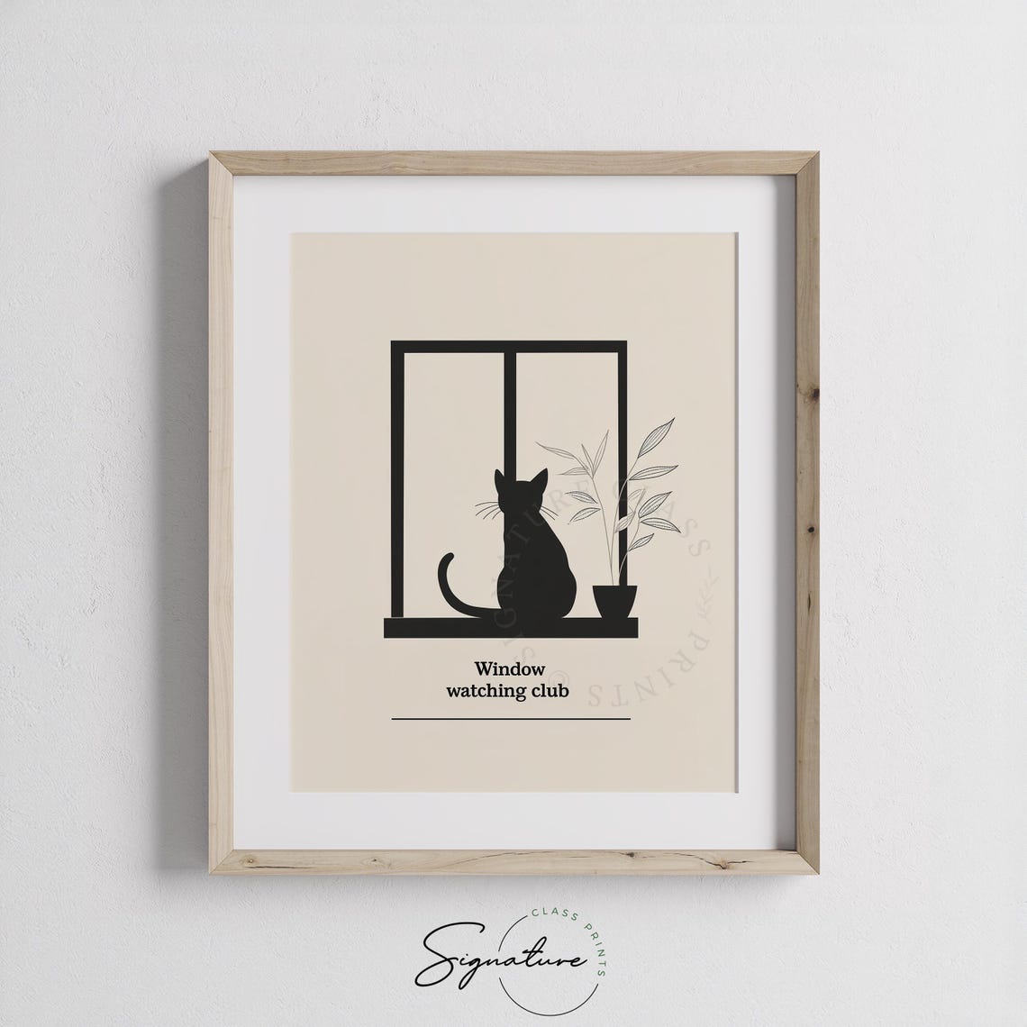 Window Watching Club Minimalist Black Cat Silhouette Line Wall Art - Image 3