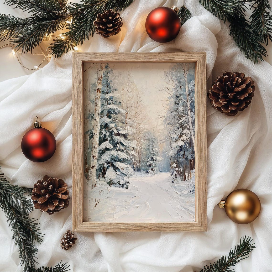 Cedar Forest With Overlapping Snowy Branches Winter Art Poster - Image 4