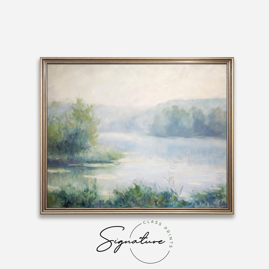 Misty Lake Oil Painting Soft Pastel Impressionist Waterscape Poster - Image 4