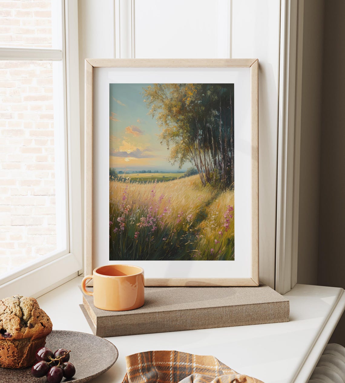 Sunlit Rolling Meadow With Blooming Wildflowers Golden Hour Poster - Image 6