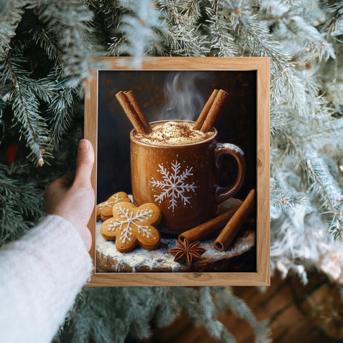 Steaming Hot Cocoa With Cinnamon And Gingerbread Cookies Poster - Image 6