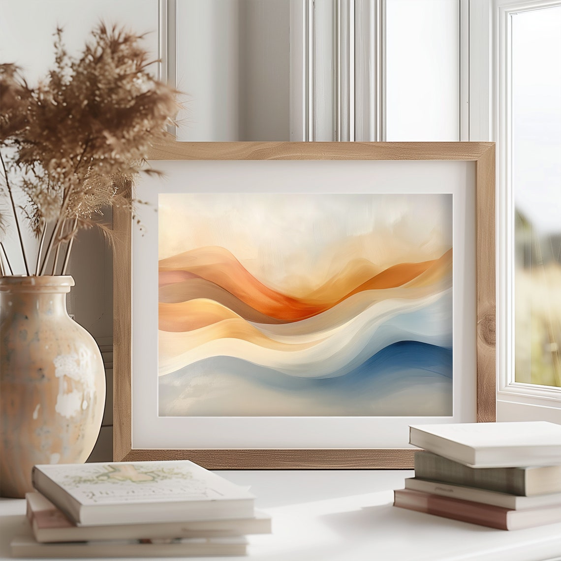Abstract Autumn Breeze Soft Fall Colors Modern Artistic Wall Poster - Image 2