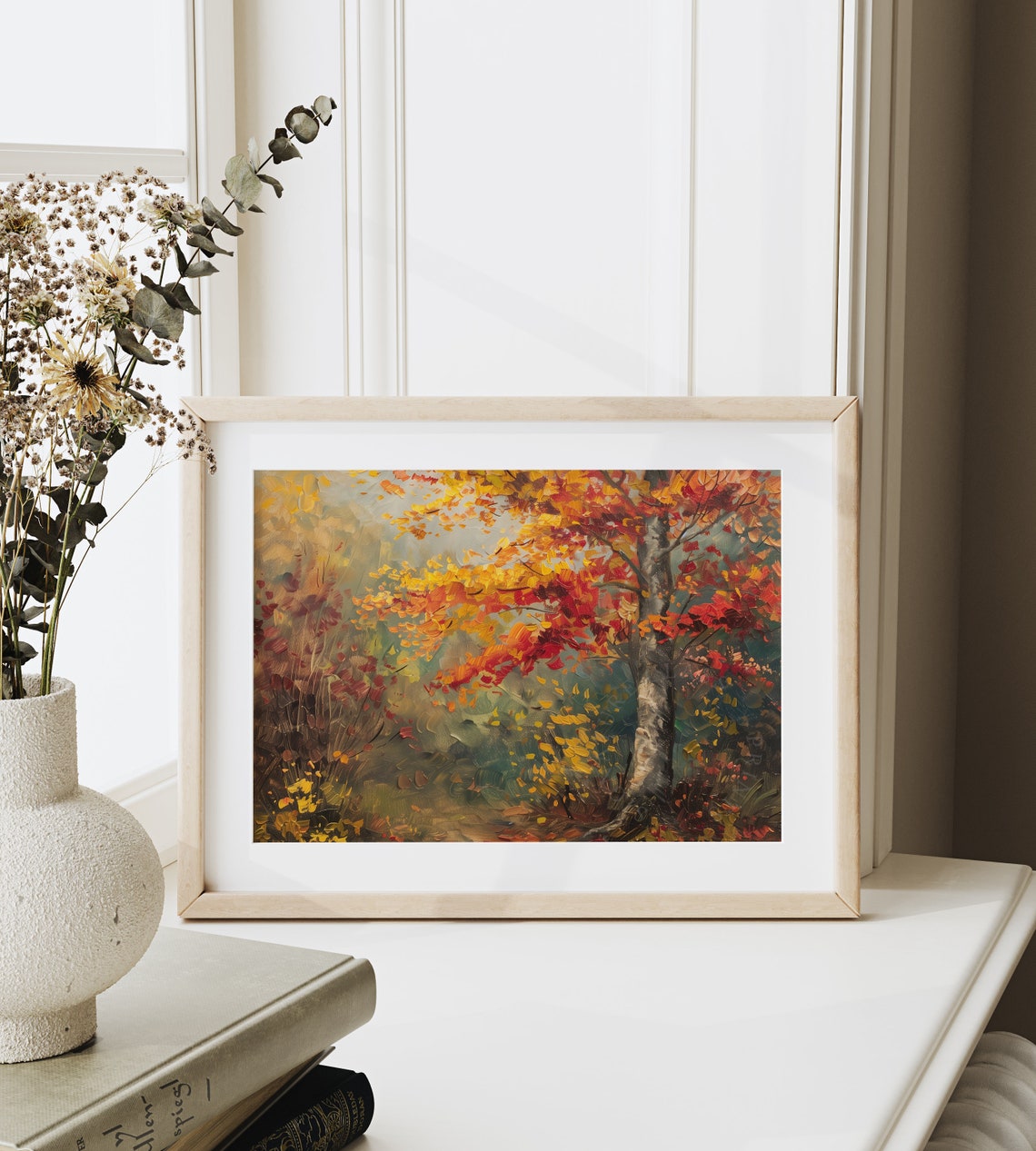 Autumn Beech Tree Vibrant Fall Foliage Rustic Impressionist Art Poster - Image 6