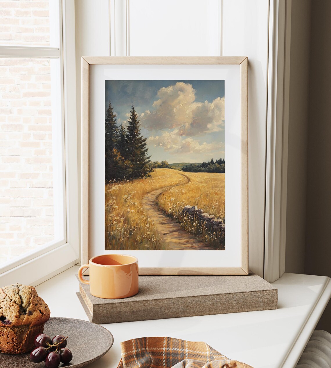 Sunlit Path Through Golden Broad Meadow With Pines Classic Art Poster - Image 6