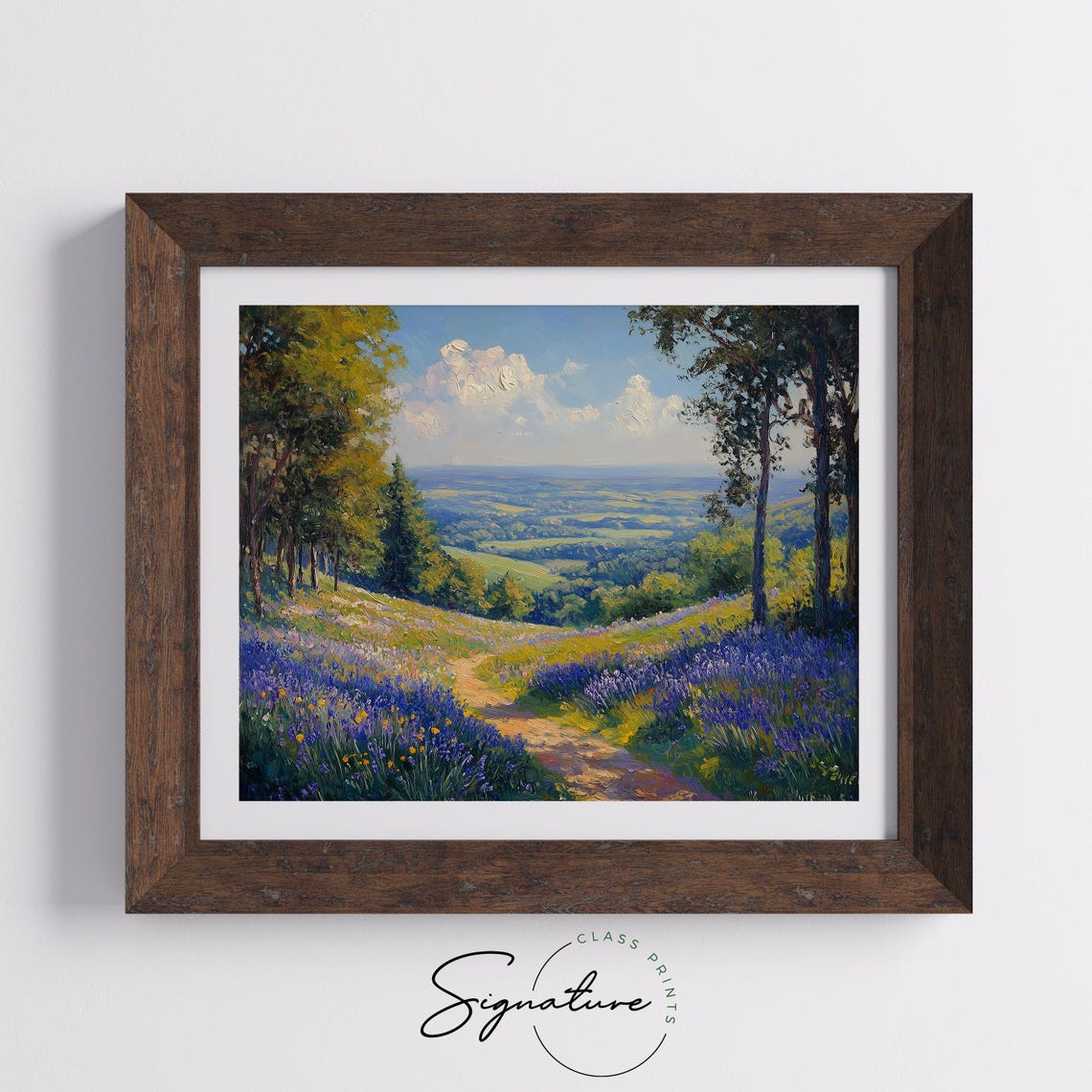 Bluebell Meadow Overlooking Blue Valley Fall Landscape Wall Poster - Image 5