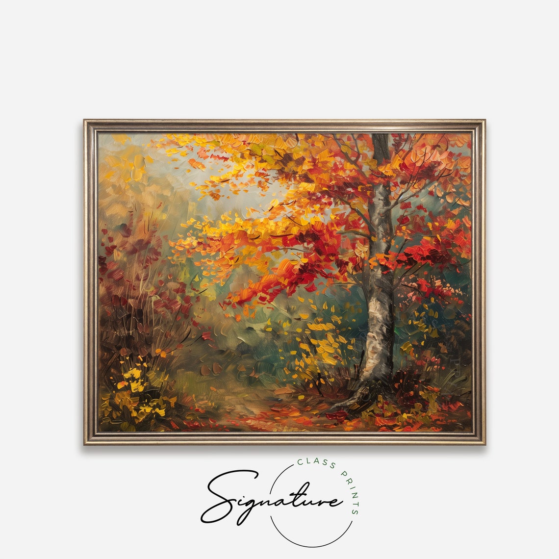 Autumn Beech Tree Vibrant Fall Foliage Rustic Impressionist Art Poster - Image 4
