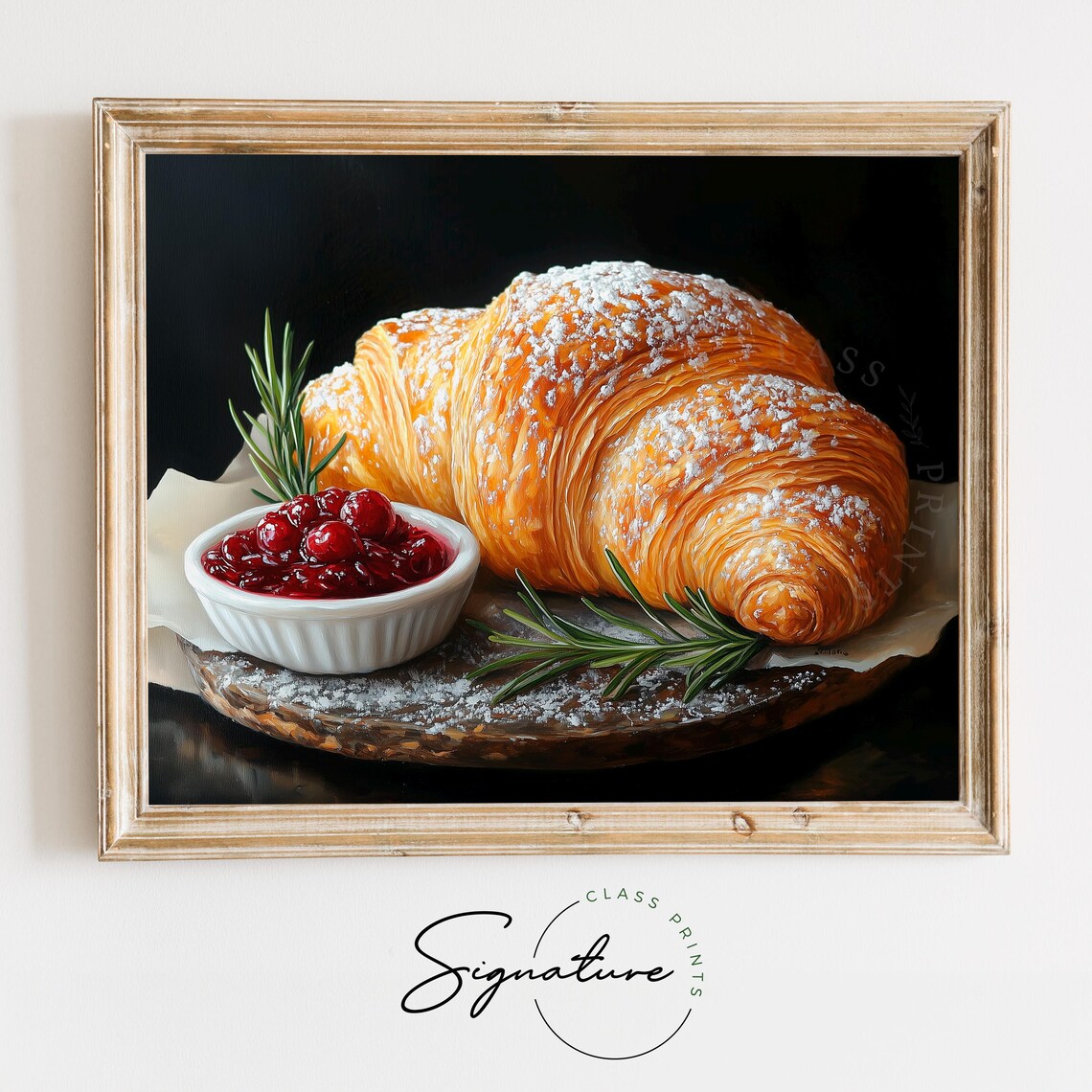 Golden Croissant With Cranberry Sauce And Rosemary Kitchen Poster
