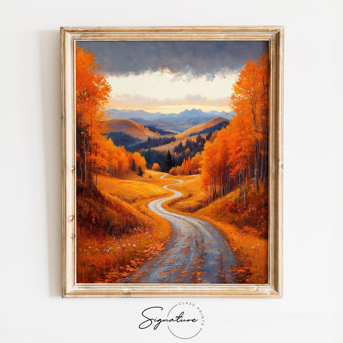 Golden Valley Winding Road Dramatic Sky Mountain Vista Print