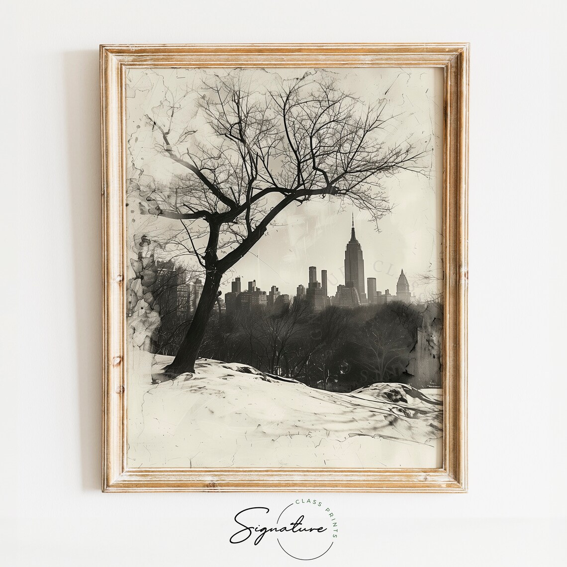 Central Park Winter Snow Monochrome New York Cityscape Poster