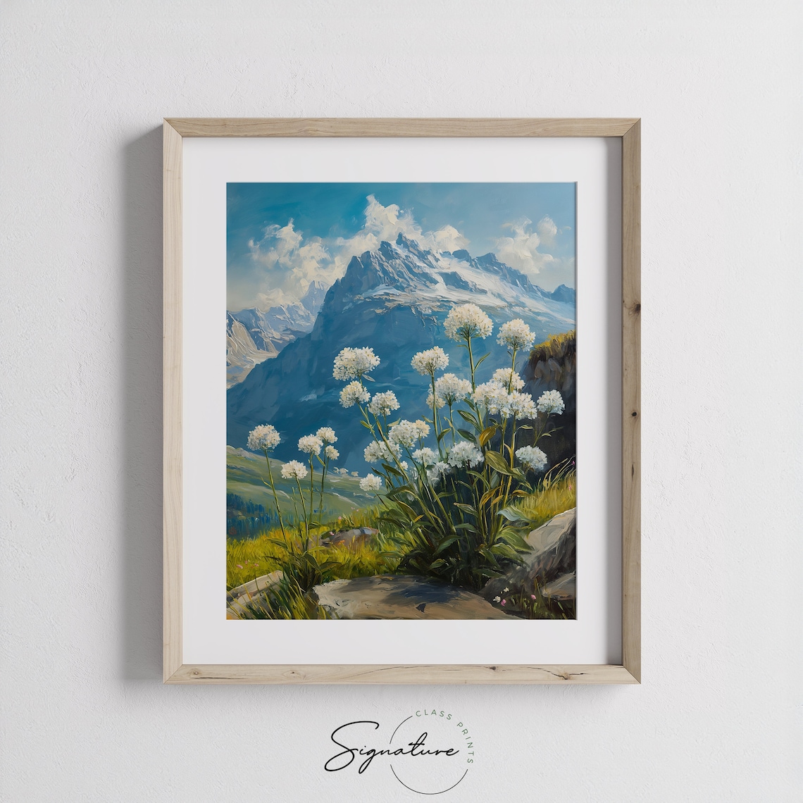 Alpine Meadow Edelweiss In Bloom Art Print, Rustic Nature - Image 3