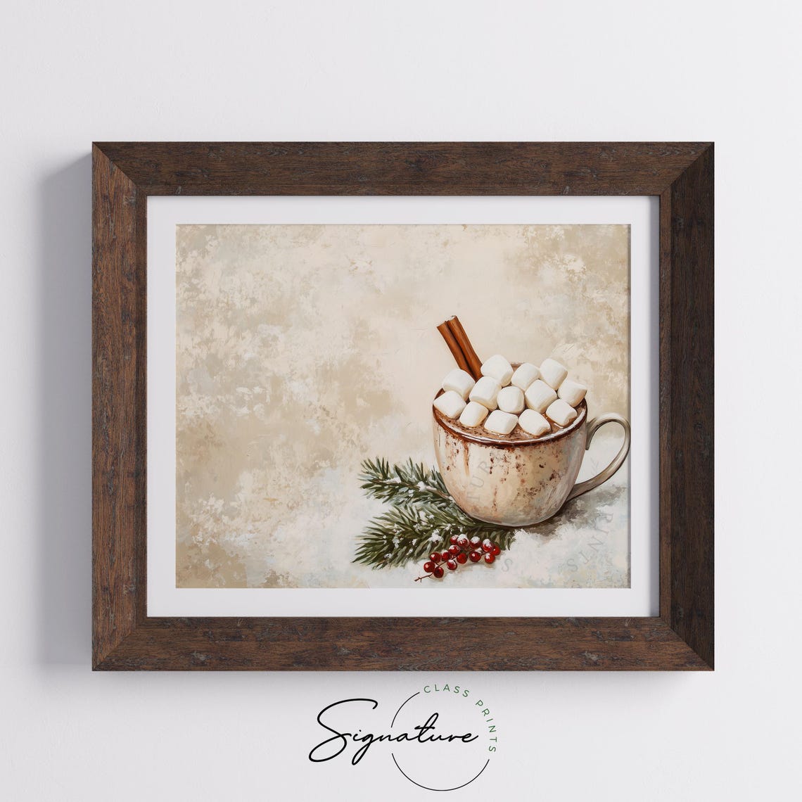 Hot Cocoa Mug With Marshmallows Cinnamon Festive Kitchen Art Poster - Image 5