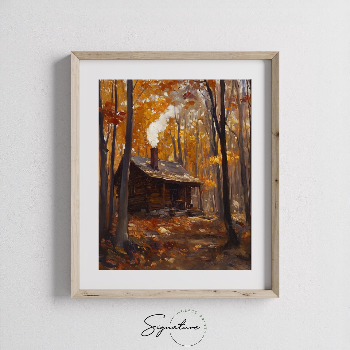 Smoky Chimney Log Cabin Autumn Forest Woodland Retreat Poster - Image 3