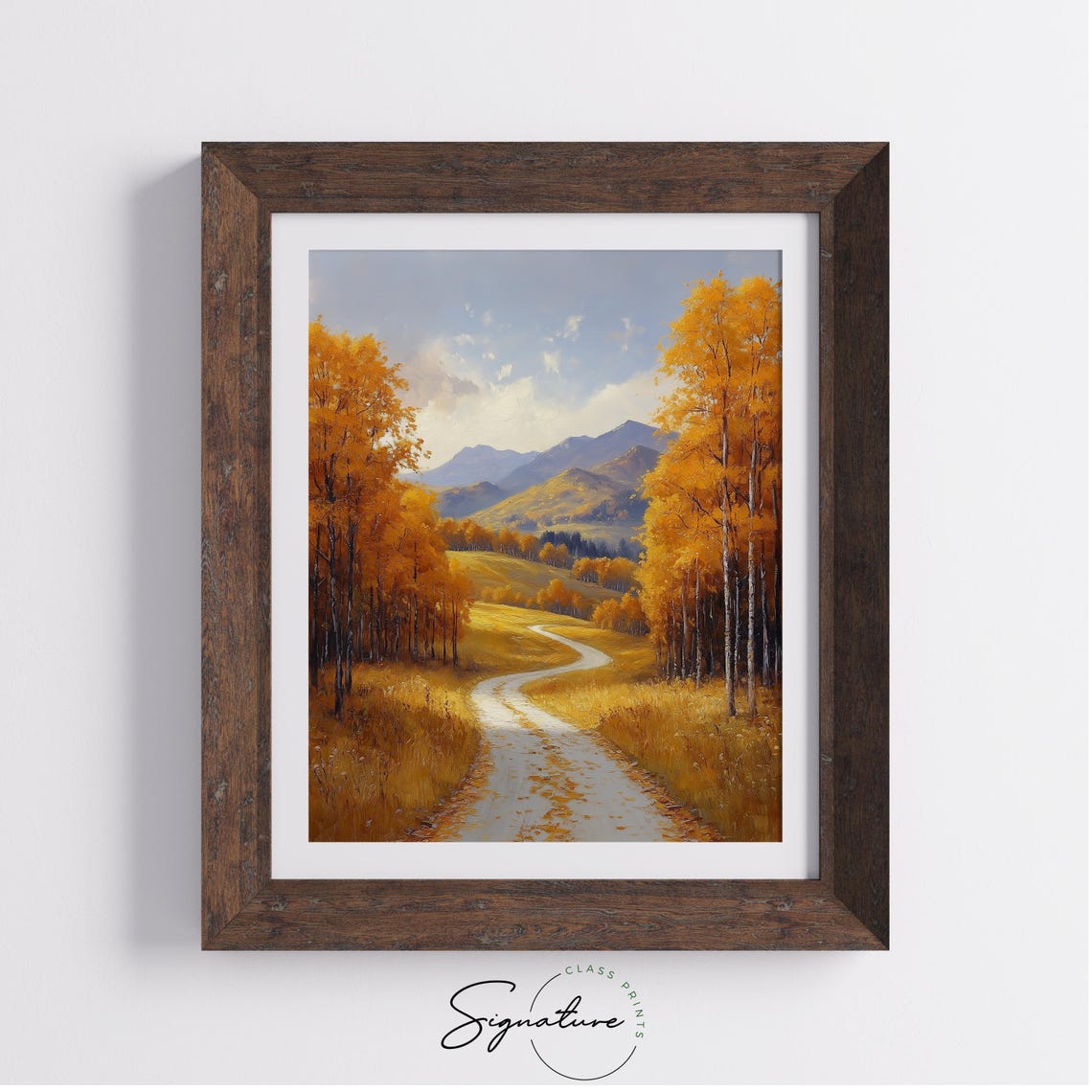 Golden Aspen Path Toward Sunny Mountain Valley Landscape Print - Image 4