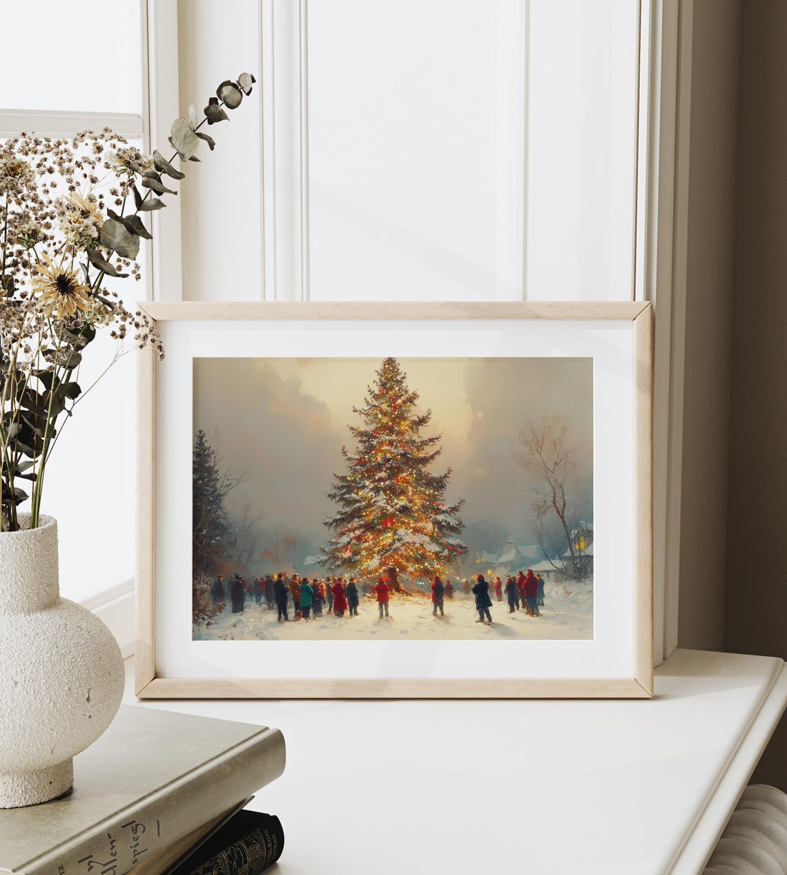 Community Gathering Around Lit Outdoor Christmas Tree Poster - Image 6