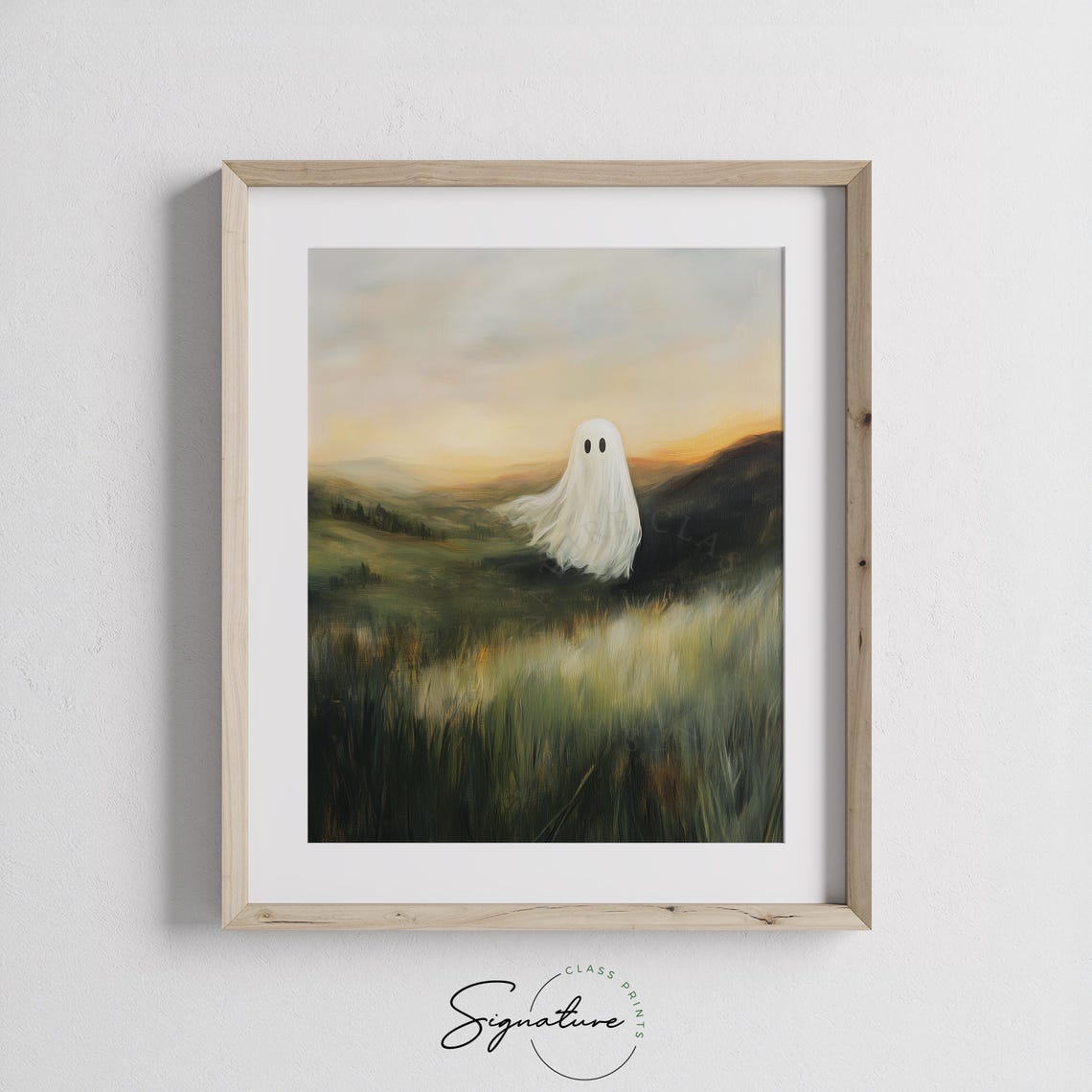 Ghost on a Windswept Hillside at Dusk Over Rolling Green Fields Poster - Image 3