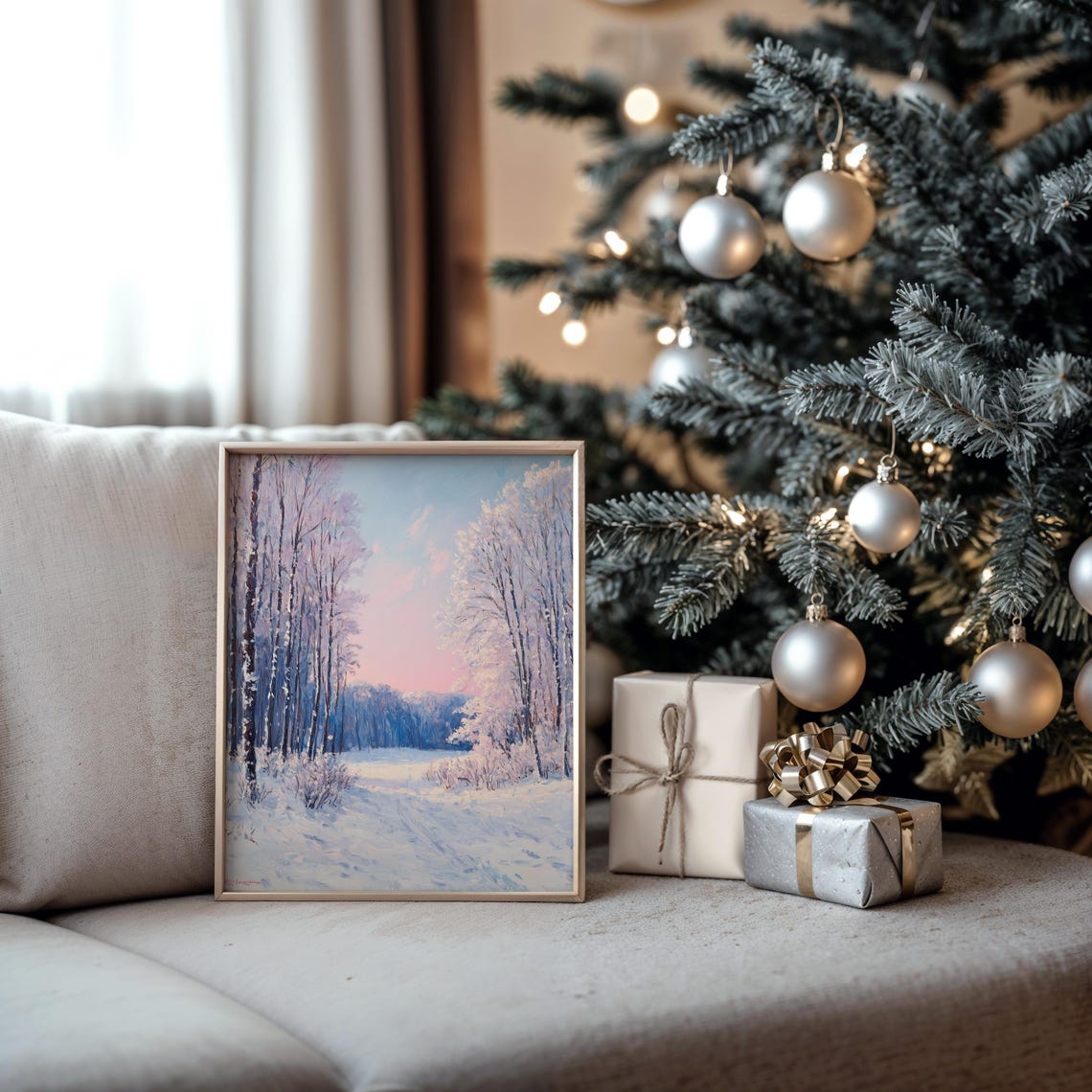 Snowy Forest Clearing At Dawn Pastel Winter Landscape Poster - Image 5