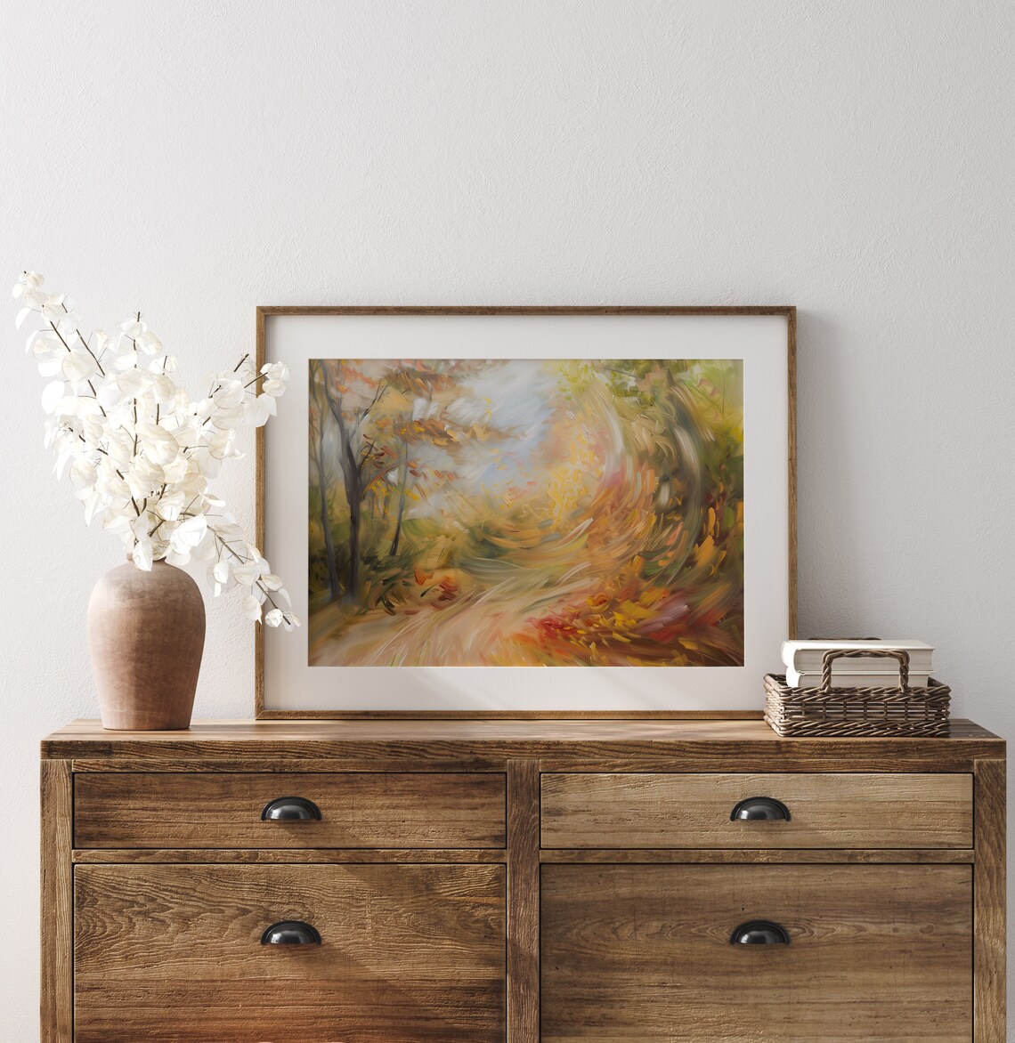 Swirling Autumn Path Abstract Fall Wind Vibrant Impressionist Art Poster - Image 3