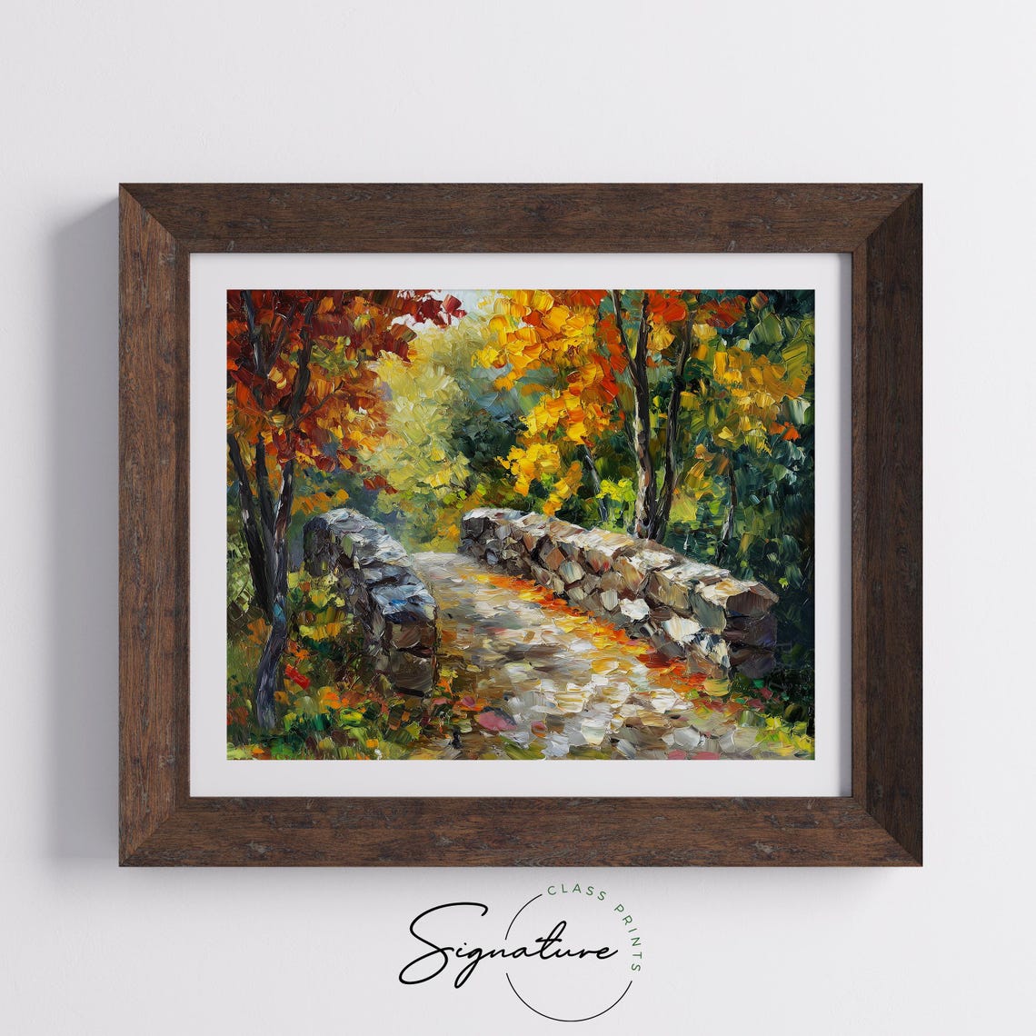 Autumn Stone Bridge In Colorful Forest Impressionist Landscape Poster - Image 5