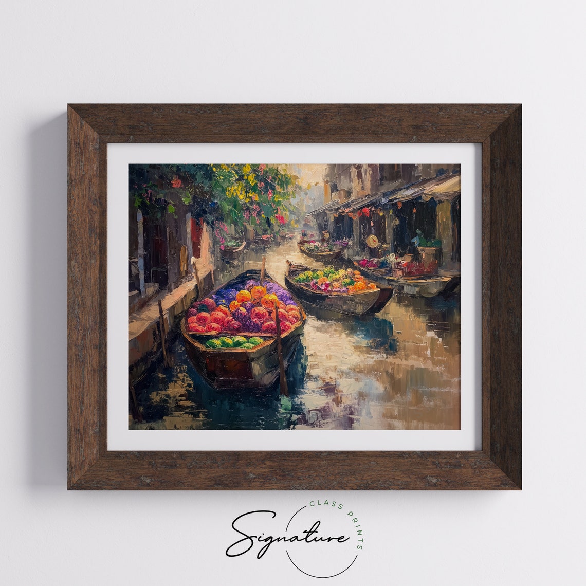 Floating Market Fruit Boats on a Canal Colorful Impressionist Poster - Image 5