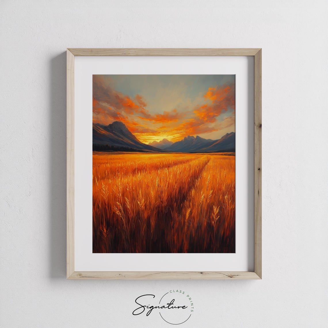 Autumn Wheat Field Sunset Mountain Valley Fiery Cloudscape Poster - Image 3