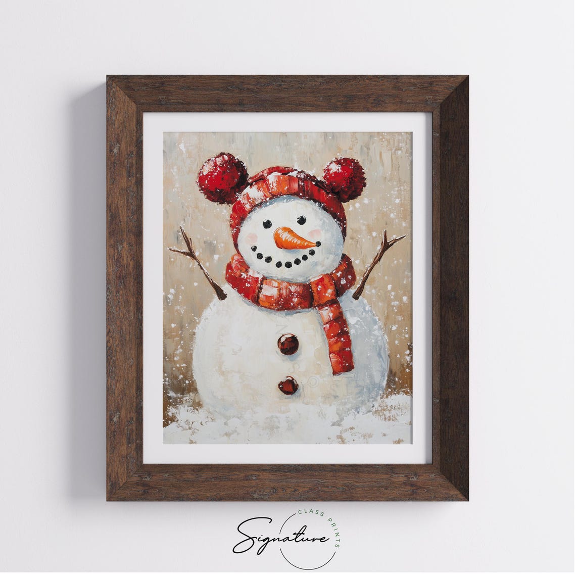 Cheerful Snowman With Red Pom Hat And Scarf Vintage Holiday Poster - Image 3