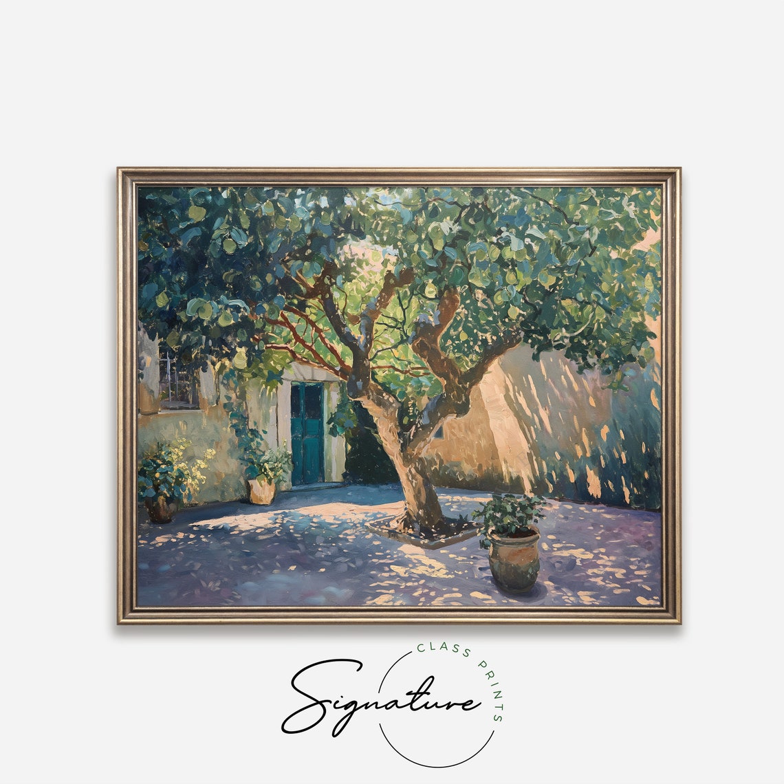 Broad Fig Tree In Sunlit Mediterranean Courtyard Shade Poster - Image 4