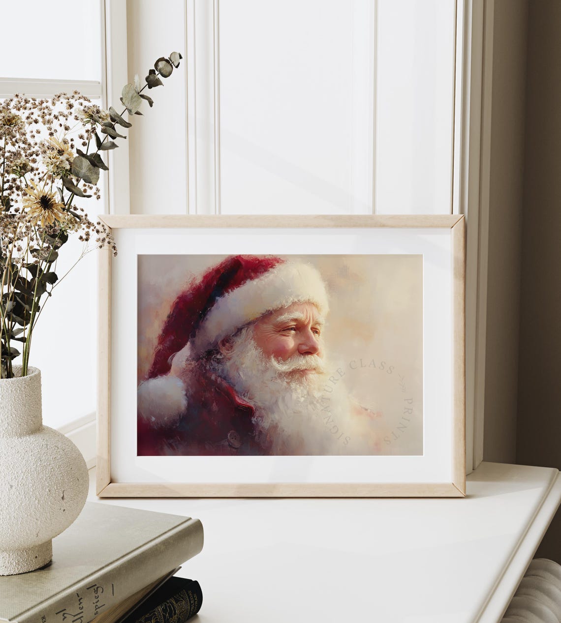 Santa Claus Smiling In Warm Light Soft Watercolor Portrait Poster - Image 6
