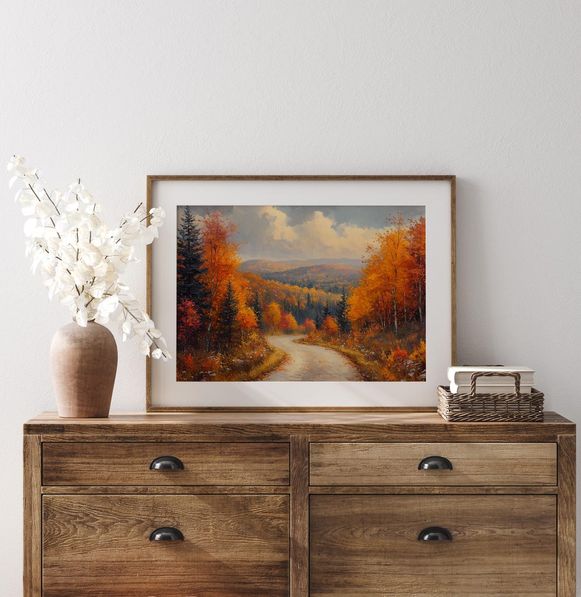 Winding Autumn Road Through Pine Forest Mountain Country Print - Image 3
