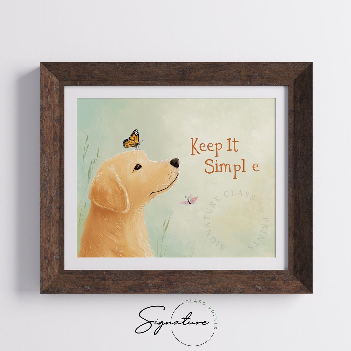 Keep It Simple Golden Retriever Puppy With Butterflies Wall Art - Image 5