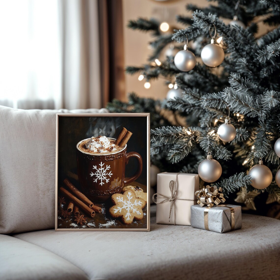 Hot Cocoa With Snowflake Marshmallows, Vintage Holiday Art Print - Image 5