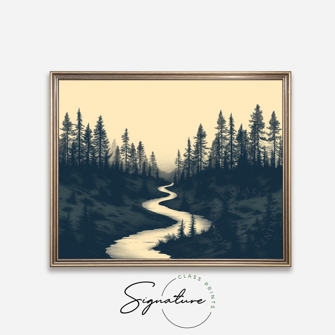 Winding River Through Dark Forest Moonlit Night Scene Poster - Image 4
