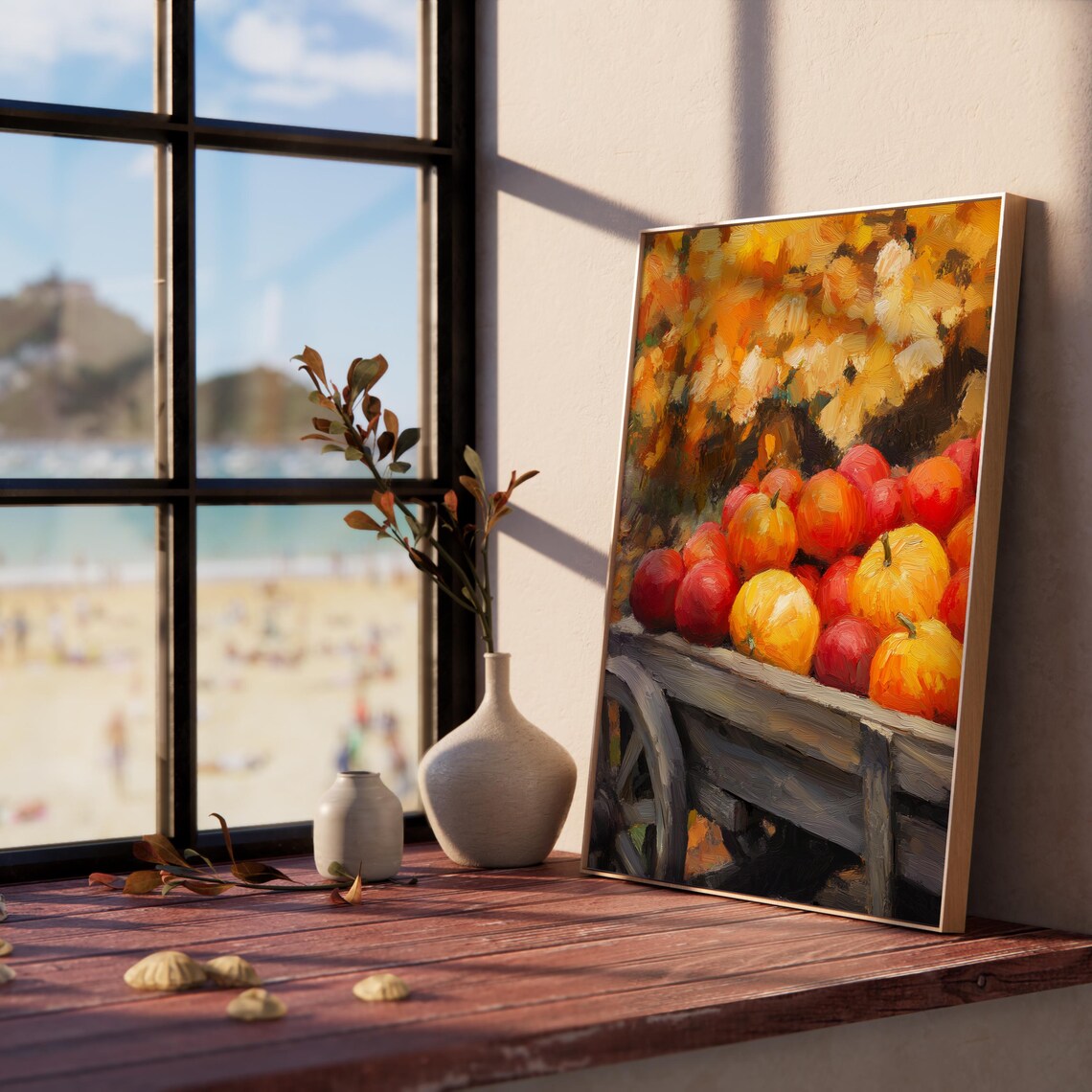 Wooden Cart Overflowing With Pumpkins And Apples Fall Poster - Image 5