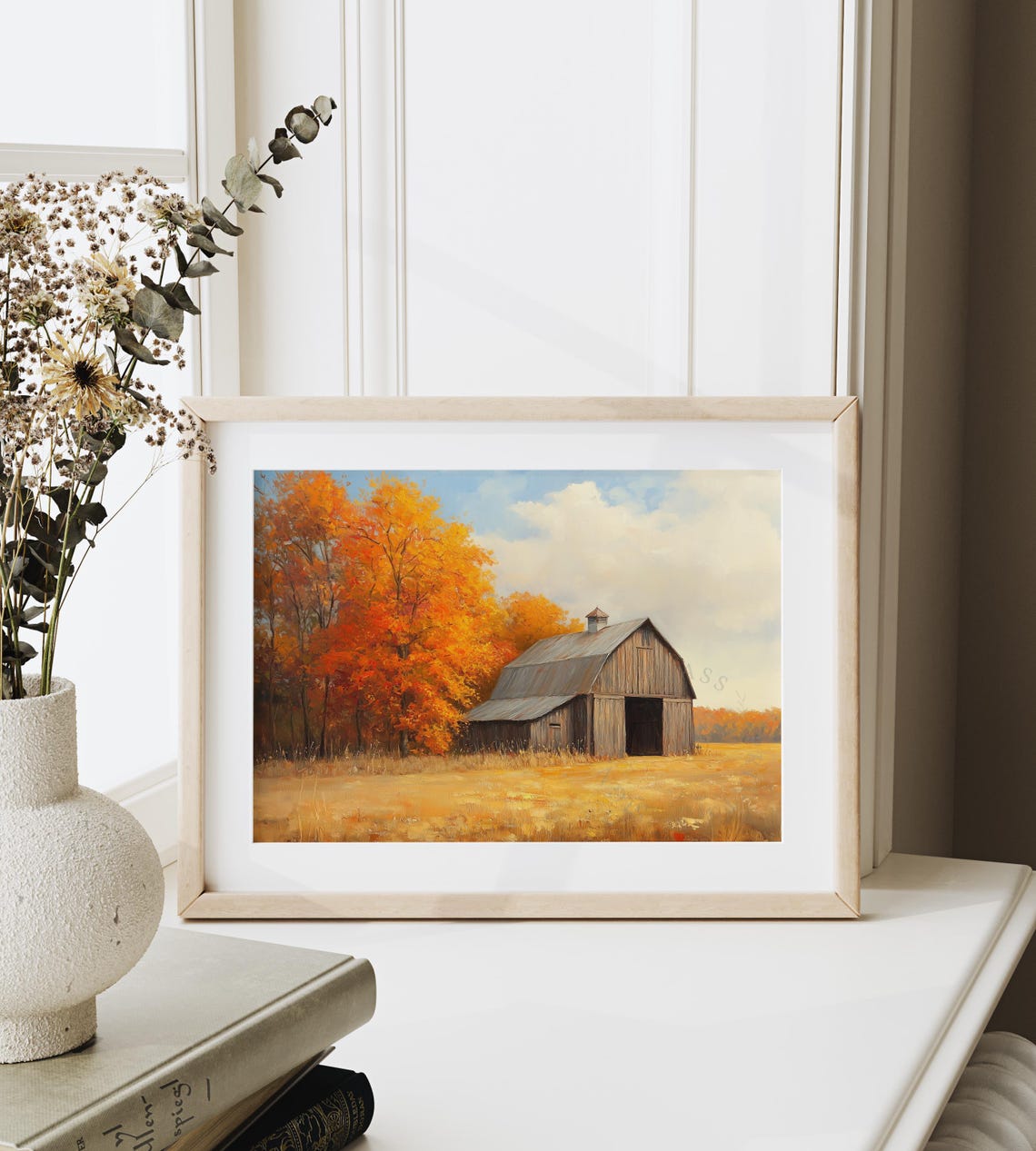 Wooden Barn Amid Autumn Fields Orange Maples Farmhouse Fall Poster - Image 6