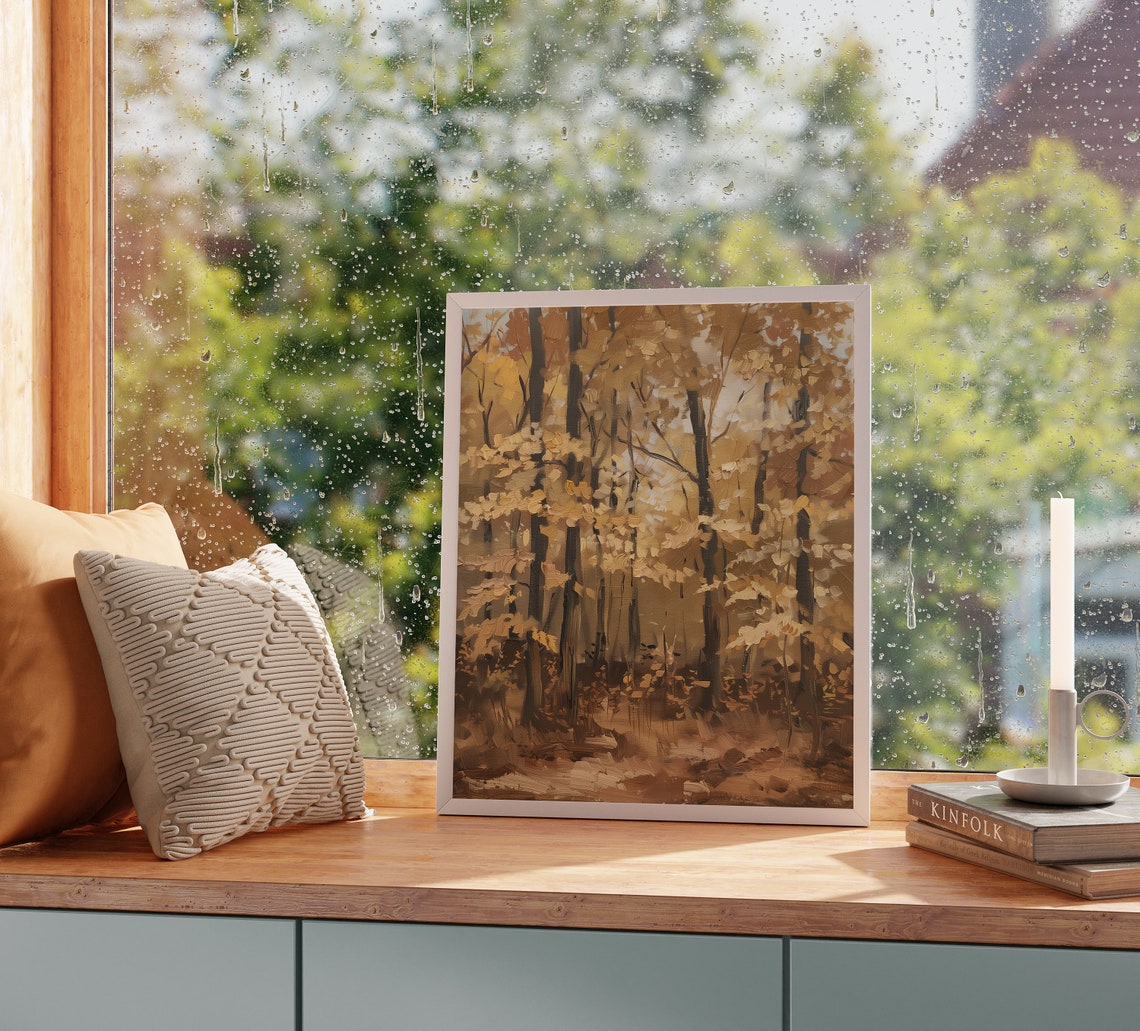Golden Autumn Maple Forest in Morning Light Fall Woods Poster - Image 2