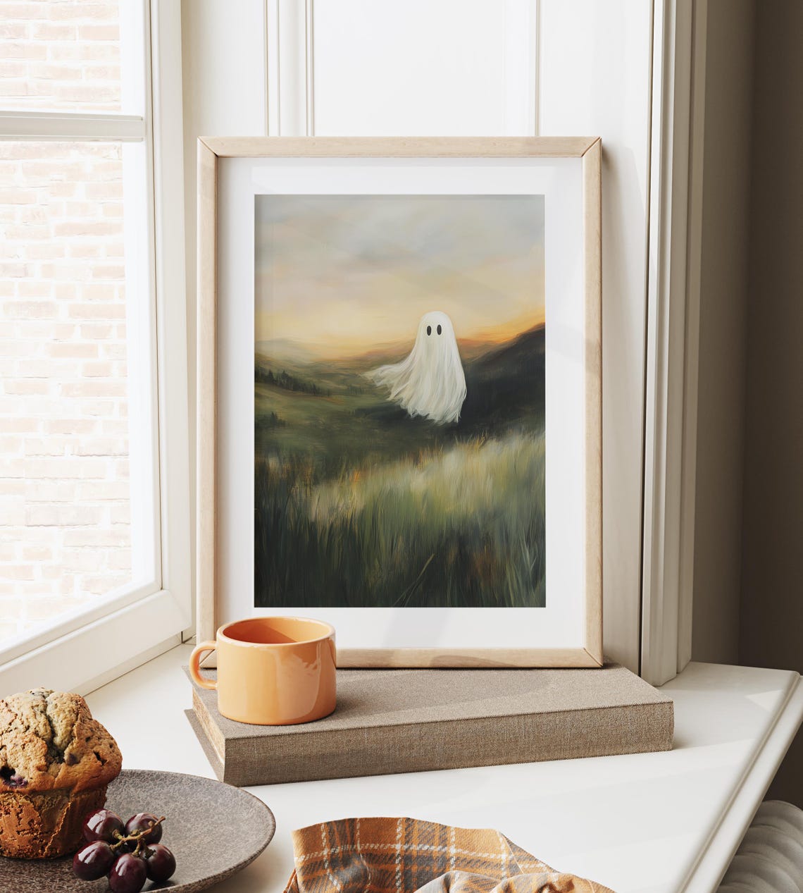 Ghost on a Windswept Hillside at Dusk Over Rolling Green Fields Poster - Image 6