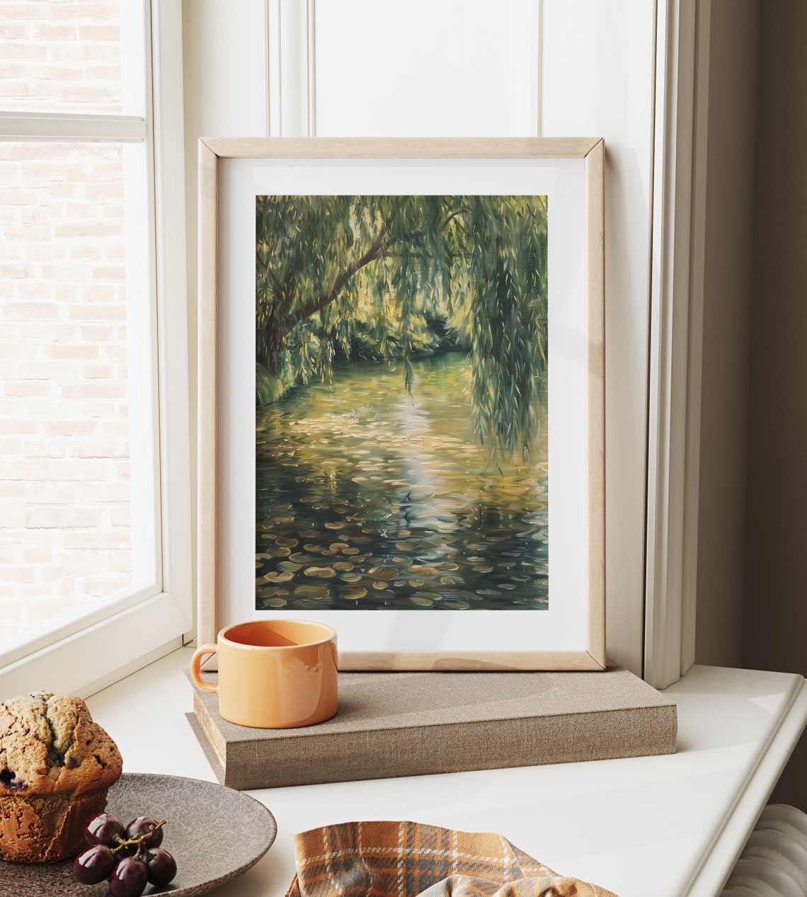 Weeping Willow Over Quiet Pond With Lily Pads Painting Poster - Image 6