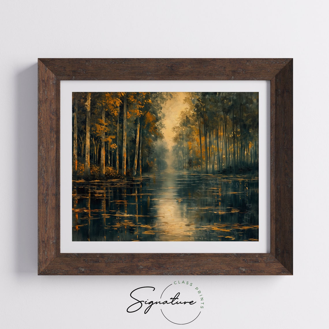 River Epte Poplars Autumn Gold Sunset Golden Light Reflections Poster - Image 5