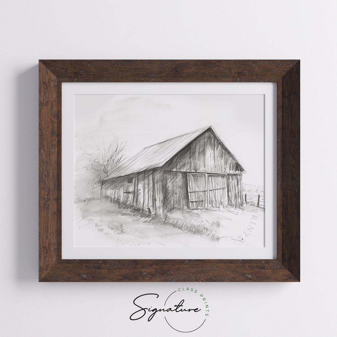 Old Wooden Barn Pencil Sketch Rustic Country Farmhouse Charm Poster - Image 5